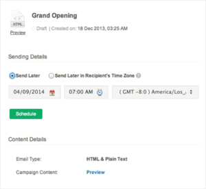 Schedulazione in Zoho Campaigns