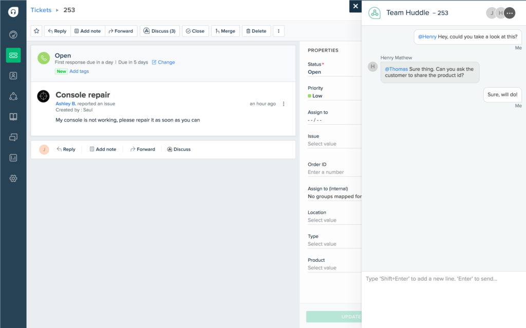 FreshDesk offre ai tuoi agenti uno strumento per collaborare, qualunque tipologia di supporto tu decida di offrire