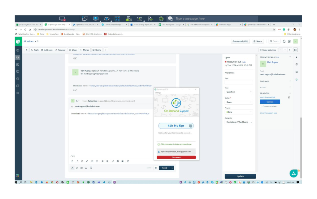 Splashtop è l'integrazione di Freshdesk che semplifica l'avvio di una connessione desktop remoto al computer di un cliente e la risoluzione dei problemi direttamente da Freshdesk