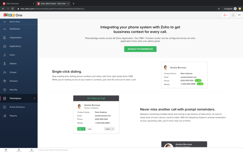 Gli utenti di Zoho One ora possono connettere l'intera piattaforma al proprio servizio di telefonia e portare ricchi dati contestuali ad ogni chiamata del cliente.