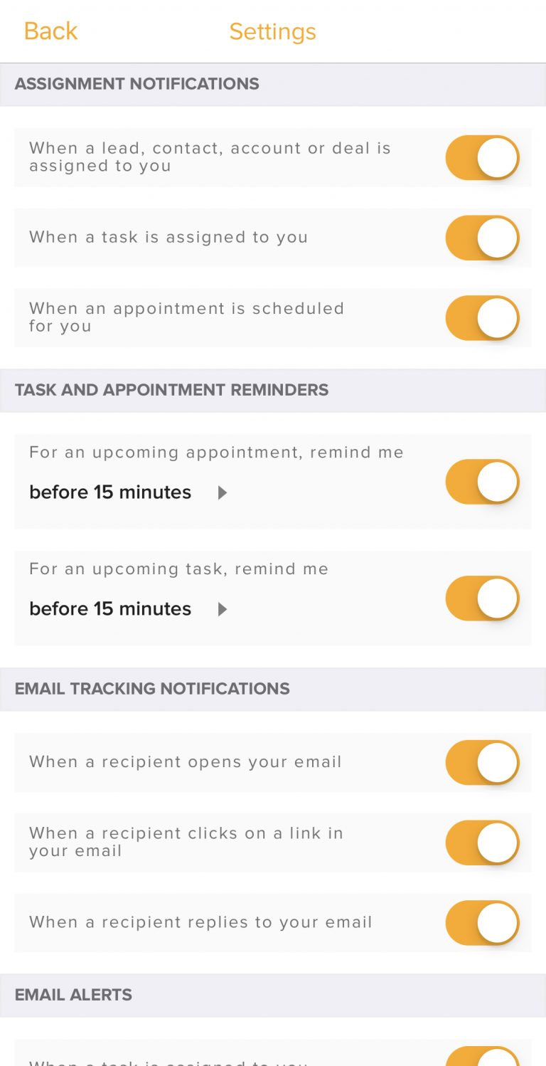 Personalizza quali notifiche ricevere da FreshSales