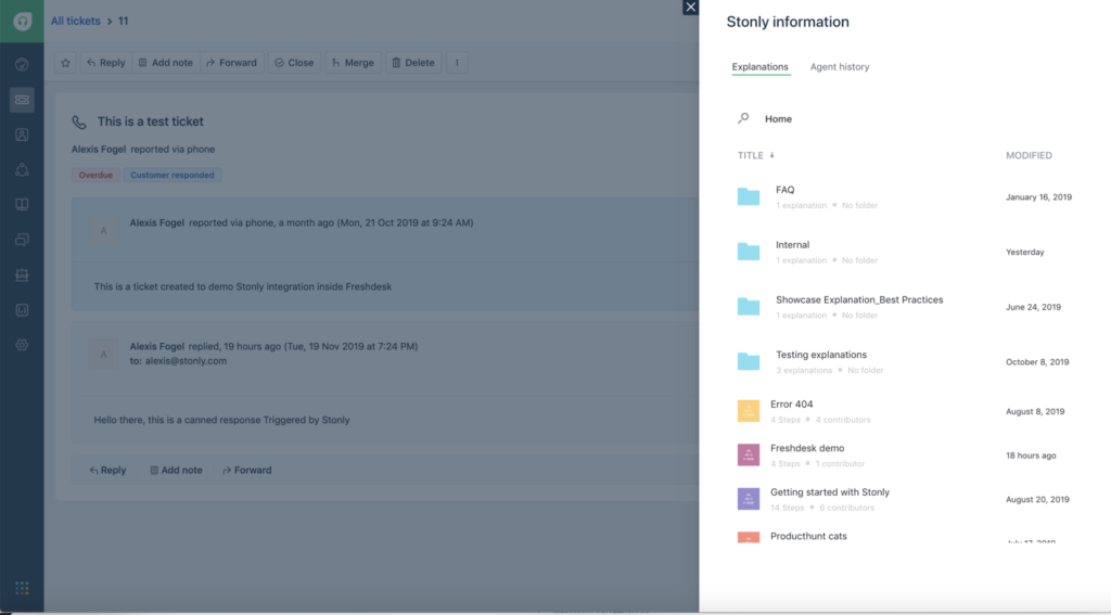 Stonly è uno strumento di successo del cliente che ti consente di creare guide interattive dettagliate che possono essere integrate in Freshdesk.