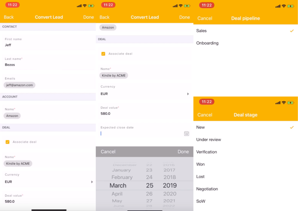 Convertire un lead è davvero semplice con Freshsales mobile