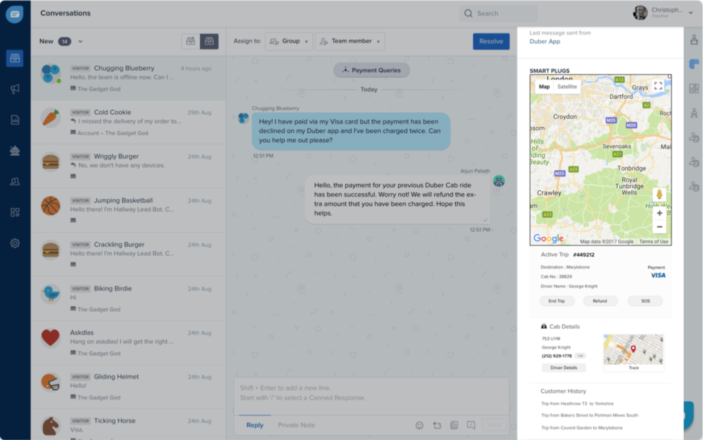 Con Freshchat Puoi velocizzare il supporto con la funzione Smart Plugs che capisce il contesto in un'interfaccia intuitiva.