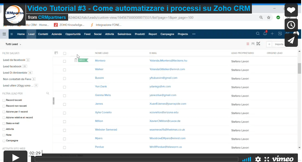Automatizzare i processi di zohoCRM
